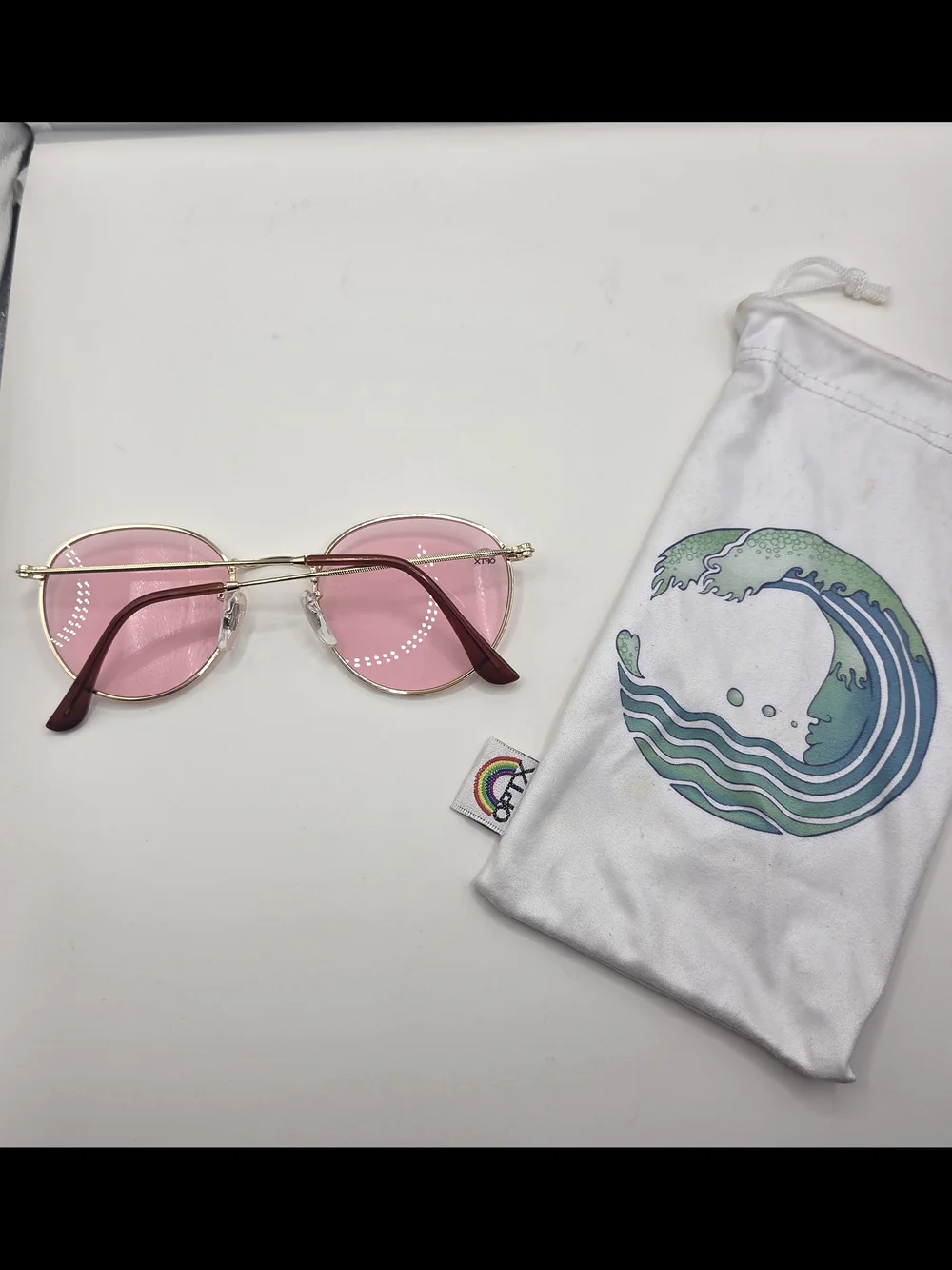 Rainbow Optx Round Glasses In Rose Grace. UV Protection. Bag Included.